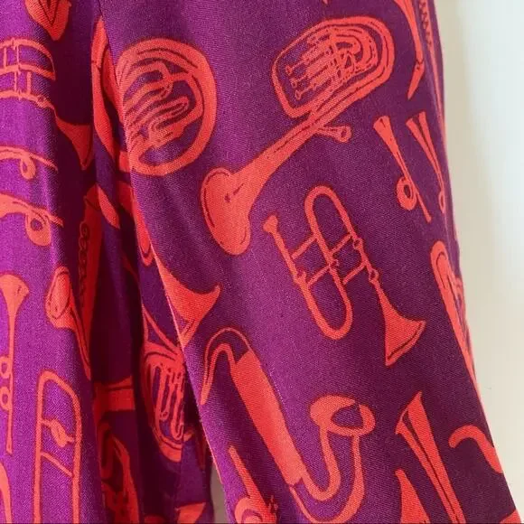 Anthropologie Toot Your Horn 22 of 52 Conversations Instrumet Shirt Blouse 2 XS - Picture 7 of 9